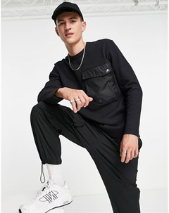 Черный лонгслив с карманом в утилитарном стиле adidas Adidas performance