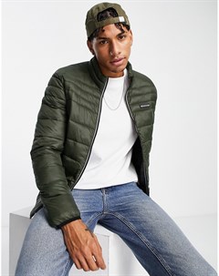 Пуховик цвета хаки с воротником стойкой Essentials Jack & jones