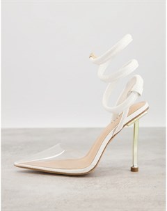 Белые туфли на каблуке со спиралевидными ремешками Simmi London Tiona Simmi shoes
