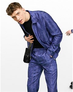 Строгая синяя куртка Харрингтон с абстрактным принтом от комплекта Asos design