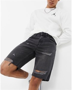 Черные выбеленные джинсовые шорты с необработанными краями и рваной отделкой Only & sons