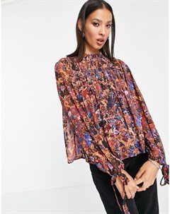 Прозрачная блузка с высоким воротником и принтом Vero moda