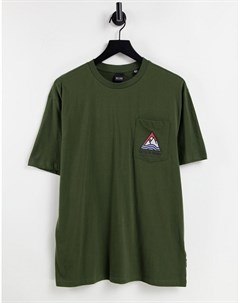 Oversized футболка зеленого цвета с логотипом на кармане Only & sons