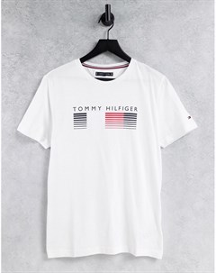 Белая футболка с логотипом и эффектом деграде на груди Tommy hilfiger