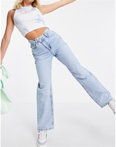Выбеленные свободные джинсы в винтажном стиле со скошенной застежкой из смесового органического хлоп Asos design