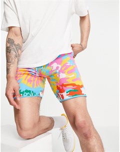 Трикотажные шорты с разноцветным принтом тай дай от комплекта Asos design