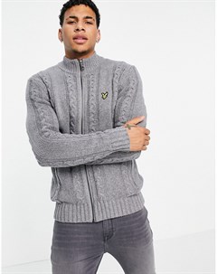 Вязаный косами кардиган на сквозной молнии Lyle & scott