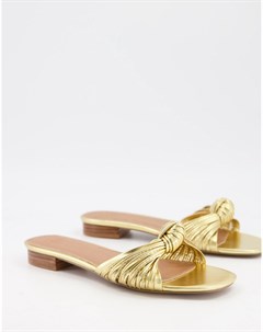 Золотистые сандалии мюли с узлом Freddie Asos design