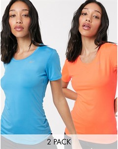 Набор из 2 спортивных футболок оранжевого и синего цвета Rani Reebok