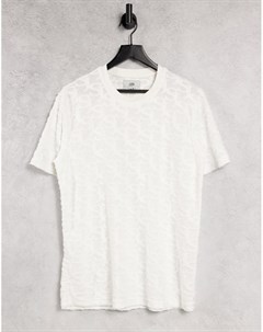 Белая футболка со сплошным флоковым принтом Sixth june