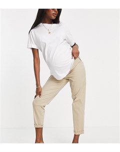 Светло бежевые брюки чиносы с эластичной лентой под животом ASOS DESIGN Maternity Asos maternity