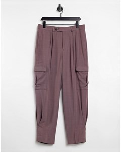 Строгие фиолетовые брюки с завышенной талией и широкими штанинами из фактурной ткани Asos design