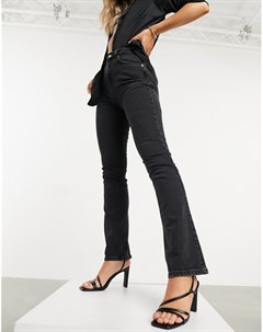 Черные расклешенные джинсы стрейч с завышенной талией в стиле 70 х Asos design