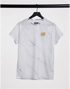 Белая футболка с фирменным мраморным принтом Burton menswear