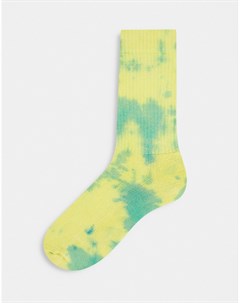 Спортивные носки с принтом тай дай синего и желтого цвета Asos design