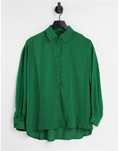 Зеленая атласная рубашка Stradivarius
