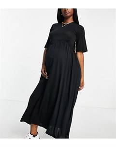 Черное платье миди с завязкой на талии River island maternity