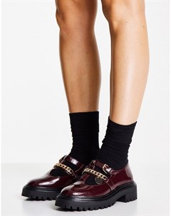 Бордовые массивные туфли с ремешком Maxy Asos design