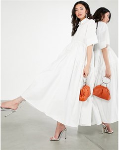 Белое ярусное платье рубашка в стиле oversized Asos edition