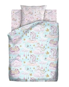 Комплект постельного белья Juno Сказочные единороги с наволочкой 70х70см 1 5 спальный Отк