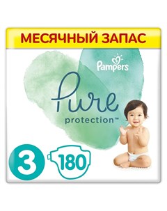 Подгузники Pure Protection Midi 3 6 10кг 180шт Pampers