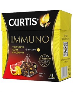 Чай черный Immuno Tea Грейпфрут лайм мандарин 15 пирамидок Curtis