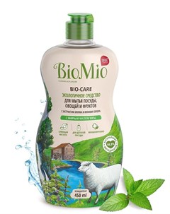 Экологичное средство Bio Care для мытья посуды овощей и фруктов с мятой экстрактом хлопка и ионами с Biomio