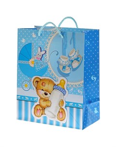 Пакет подарочный Для новорождённых 26х32х14см голубой Играем вместе