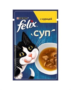Влажный корм суп для взрослых кошек с курицей 48гр Felix