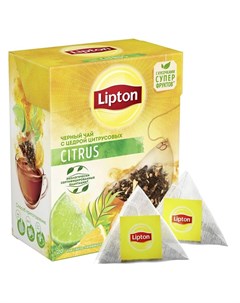 Чай черный Citrus с цедрой цитрусовых 20 пирамидок Lipton