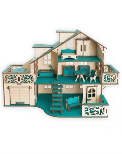 Сборный кукольный домик Лазурный берег с гаражом и мебелью Эlen toys