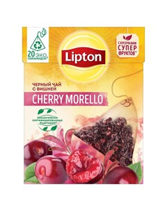 Чай черный Cherry Morello с кусочками вишни 20 пирамидок Lipton
