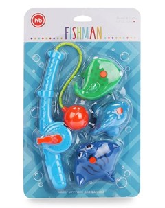Набор игрушек для ванной Fishman голубой Happy baby