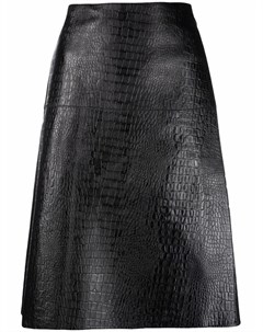 Кожаная юбка с тиснением под крокодила Toteme