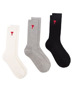 Комплект из трех пар носков с монограммой Ami de Coeur Ami paris