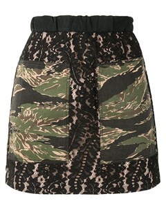 Кружевная юбка мини с камуфляжным принтом No21