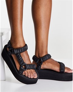 Черные сандалии на плоской подошве в спортивном стиле Truffle collection