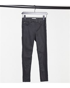 Черные джинсы с покрытием из искусственной кожи New look petite