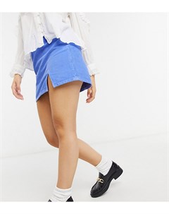 Вельветовая мини юбка из денима синего цвета с разрезом сбоку ASOS DESIGN Petite Asos petite