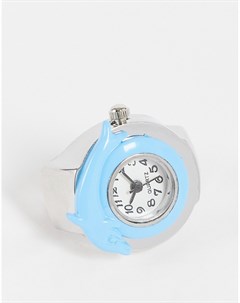 Часы кольцо с дельфином голубого цвета Designb london
