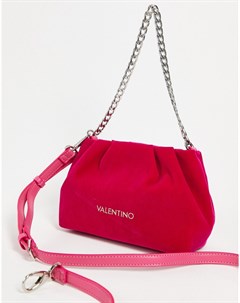 Фуксиево розовая бархатная сумка мини со сборками Poplar Valentino bags