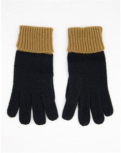 Вязаные перчатки с отворотами черного и бежевого цвета в стиле колор блок Asos design