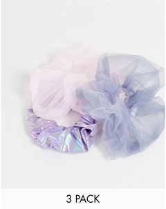 Набор из 3 переливающихся резинок для волос фиолетовых оттенков Designb london