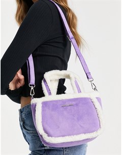 Фиолетовая сумочка тоут из искусственной овчины Bershka
