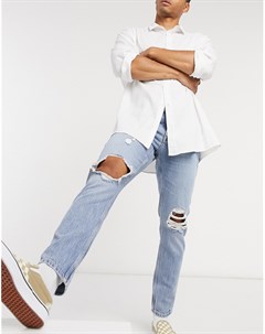 Светлые узкие джинсы с рваными коленями Asos design