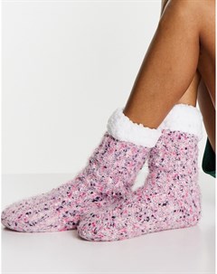 Розовые вязаные носки с отделкой из искусственного меха Loungeable