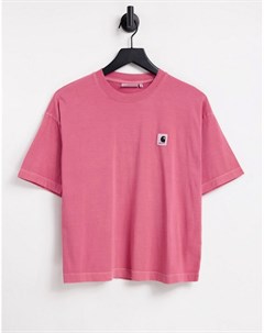 Розовая свободная футболка с логотипом на груди Carhartt wip