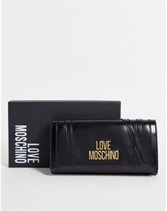 Черный большой кошелек с логотипом Love moschino