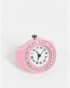 Розовые часы кольцо со стразами Designb london