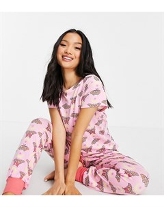 Розовый пижамный комплект с принтом бабочек и луны Petite Chelsea peers
